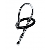 Серебристый уретральный плаг-бусины TOYFA Metal с мягким фиксириющим кольцом - ToyFa - купить с доставкой во Владикавказе