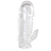 Прозрачная гелевая насадка с шипами и клиторальным отростком - 13 см. - Toyfa Basic - во Владикавказе купить с доставкой