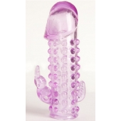 Закрытая фиолетовая насадка с 2 отростками - 13 см. - Toyfa Basic - во Владикавказе купить с доставкой