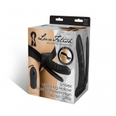 Полый страпон с двумя отростками и вибрацией Unisex Vibrating Hollow Strap-On Double Penetrating Dildo - 17,8 см. - Lux Fetish - купить с доставкой во Владикавказе