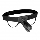 Полый страпон с двумя отростками и вибрацией Unisex Vibrating Hollow Strap-On Double Penetrating Dildo - 17,8 см. - Lux Fetish - купить с доставкой во Владикавказе