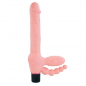 Телесный безремневой страпон с анальным отростком - Erowoman-Eroman - купить с доставкой во Владикавказе