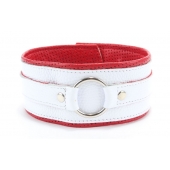Бело-красный кожаный ошейник - БДСМ Арсенал - купить с доставкой во Владикавказе
