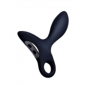 Черный силиконовый анальный вибромассажер Erokey с колечком-ограничителем - Erokay - во Владикавказе купить с доставкой