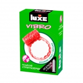 Розовое эрекционное виброкольцо Luxe VIBRO  Поцелуй стриптизёрши  + презерватив - Luxe - во Владикавказе купить с доставкой