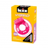 Розовое эрекционное виброкольцо Luxe VIBRO  Ужас Альпиниста  + презерватив - Luxe - во Владикавказе купить с доставкой