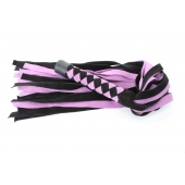 Черно-розовая плеть из замши - 58 см. - БДСМ Арсенал - купить с доставкой во Владикавказе