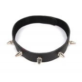 Черный ошейник на липучке с металлическими шипами - Notabu - купить с доставкой во Владикавказе