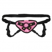 Черно-розовые плюшевые трусики для страпона - Lux Fetish - купить с доставкой во Владикавказе