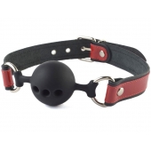 Кляп-шар на черно-красных кожаных ремешках - Sitabella - купить с доставкой во Владикавказе