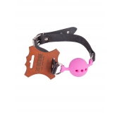 Розовый кляп-шар на черных кожаных ремешках - Sitabella - купить с доставкой во Владикавказе