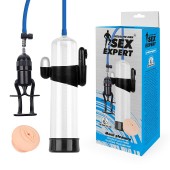 Прозрачная вакуумная вибропомпа Sex Expert с насадкой-вагиной - Sex Expert - во Владикавказе купить с доставкой