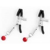 Металлические зажимы на соски с декором в виде красных шариков - Notabu - купить с доставкой во Владикавказе