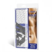 Комбинированное двойное кольцо с разделителем для мошонки и поводком - BlueLine - купить с доставкой во Владикавказе