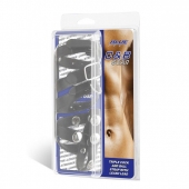 Комбинированный ремень на пенис с 3 кольцами и разделителем мошонки - BlueLine - купить с доставкой во Владикавказе