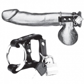 Металлическое кольцо на пенис на ремешке с замочком - BlueLine - купить с доставкой во Владикавказе