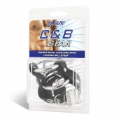 Двойное металлическое кольцо на пенис с замком на ремне - BlueLine - купить с доставкой во Владикавказе