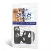 Двойной поддерживаюший ремень для пениса с заклепками - BlueLine - купить с доставкой во Владикавказе