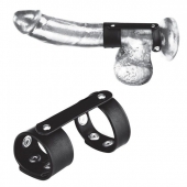 Двойной поддерживаюший ремень для пениса с заклепками - BlueLine - купить с доставкой во Владикавказе