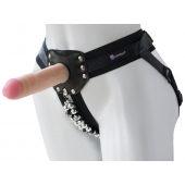 Черный пояс-трусики с насадкой  Гламур Dana  - 15,5 см. - LOVETOY (А-Полимер) - купить с доставкой во Владикавказе