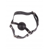 Чёрный кляп-шар на кожаных ремешках с пряжкой - Sitabella - купить с доставкой во Владикавказе