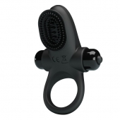 Черное эрекционное виброкольцо в клиторальной щеточкой Vibrant Penis Ring II - Baile - во Владикавказе купить с доставкой