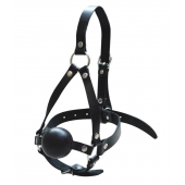 Черный кляп-шар со сбруей на голову из кожи - Sitabella - купить с доставкой во Владикавказе