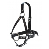 Кляп-рамка со сбруей на голову из черных кожаных ремешков - Sitabella - купить с доставкой во Владикавказе