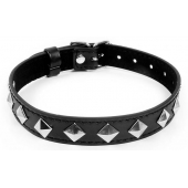 Черный ошейник с серебристыми ромбиками - Notabu - купить с доставкой во Владикавказе