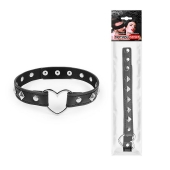 Черный ошейник с серебристыми ромбиками и сердечком - Notabu - купить с доставкой во Владикавказе