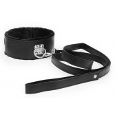 Черный ошейник на поводке с ручкой-петлей - Notabu - купить с доставкой во Владикавказе