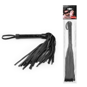 Черная многохвостовая плеть с круглой гладкой ручкой - 38 см. - Notabu - купить с доставкой во Владикавказе