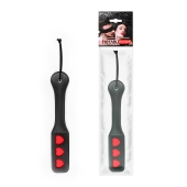 Черная шлепалка NOTABU с красными сердечками - 32 см. - Notabu - купить с доставкой во Владикавказе