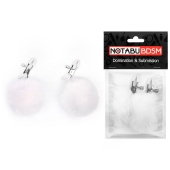 Зажимы для сосков с белым пушком - Notabu - купить с доставкой во Владикавказе