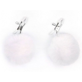 Зажимы для сосков с белым пушком - Notabu - купить с доставкой во Владикавказе