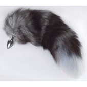 Серебристая анальная пробка с пушистым хвостом - Sitabella - купить с доставкой во Владикавказе