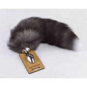 Серебристая анальная пробка с пушистым хвостиком - Sitabella - купить с доставкой во Владикавказе