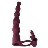 Бордовая вибронасадка для двойного проникновения Jungle Bunny - 17 см. - Lola Games - купить с доставкой во Владикавказе