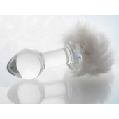 Стеклянная анальная втулка с хвостиком - 9,5 см. - Sexus - купить с доставкой во Владикавказе