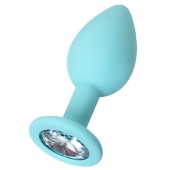 Мятная анальная пробка с прозрачным кристаллом Brilliant - 7 см. - ToyFa - купить с доставкой во Владикавказе