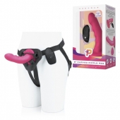 Розовый ребристый вибрострапон Pegasus - 14 см. - Pegasus - купить с доставкой во Владикавказе