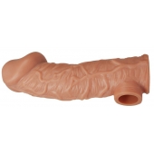 Телесная насадка на фаллос с отверстием для мошонки EXTREME SLEEVE - 17,6 см. - KOKOS - во Владикавказе купить с доставкой