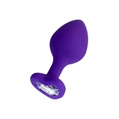 Фиолетовая анальная втулка Diamond Heart с прозрачным кристаллом - 8 см. - ToyFa - купить с доставкой во Владикавказе