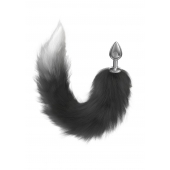 Серебристая анальная пробка с черным хвостом Galaxy - Lola Games - купить с доставкой во Владикавказе