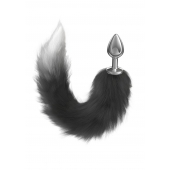 Серебристая анальная пробка с черным хвостом Starlit - Lola Games - купить с доставкой во Владикавказе