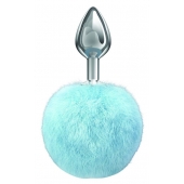 Серебристая анальная пробка с голубым пушистым хвостиком Twinkle - Lola Games - купить с доставкой во Владикавказе