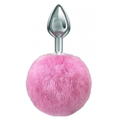 Серебристая анальная пробка с розовым пушистым хвостиком Twinkle - Lola Games - купить с доставкой во Владикавказе