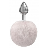 Серебристая анальная пробка с белым пушистым хвостиком Twinkle - Lola Games - купить с доставкой во Владикавказе