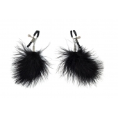 Зажимы на соски с черным пухом Euphoric - Lola Games - купить с доставкой во Владикавказе