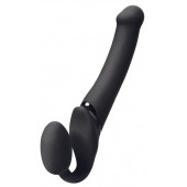 Черный безремневой вибрострапон Silicone Bendable Strap-On M - Strap-on-me - купить с доставкой во Владикавказе